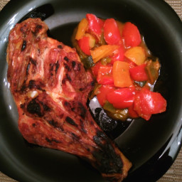 low carb barbequed chicken with peperonata