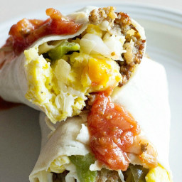 Low Carb Breakfast Burrito with Sausage and Peppers