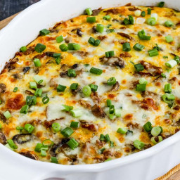 Low-Carb Breakfast Casserole with Italian Sausage, Mushrooms, and Cheese
