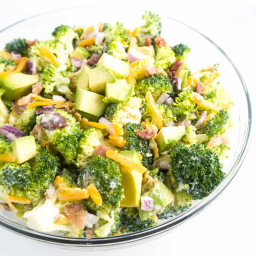 Low Carb Broccoli Salad with Bacon & Avocado (Gluten-free)