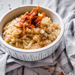 Low-Carb Butter Braised Cabbage with Crispy Ham
