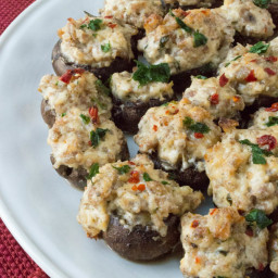 Low Carb Cheesy Spicy Sausage Stuffed Mushrooms