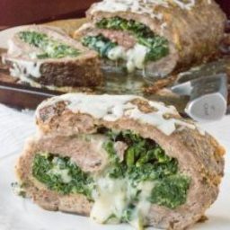 Low Carb Cheesy Spinach Stuffed Meatloaf