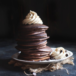 Low-Carb Chocolate Pancakes with Peanut Butter Cream