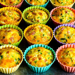 Low-Carb Egg Muffins with Ham, Cheese, and Green Bell Pepper
