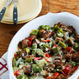 Low Carb No Egg Breakfast Bake with Sausage and Peppers