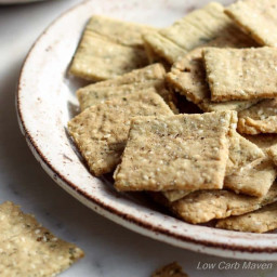 Low Carb Paleo Almond Flour Crackers wIth Sesame Seeds (Gluten-Free)