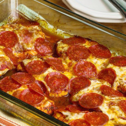 Low-Carb Pepperoni Pizza Chicken Bake (Gluten-Free)
