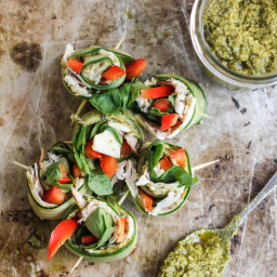 Low-Carb Pesto and Turkey Cucumber Roll-Ups