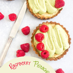 Low-Carb Raspberry and Pistachio Tarts