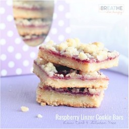 Low carb raspberry Linzer cookie bars - gluten free