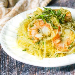 Low Carb Shrimp Spaghetti Squash with Basil