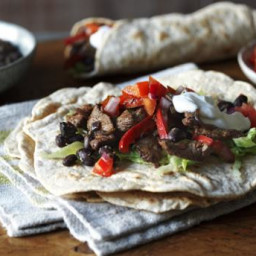 Low-fat beef and bean burrito with lime yoghurt