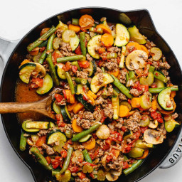 Low-Fat Skillet Ground Beef and Vegetables