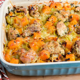 Low Syn Chicken, Leek and Butternut Squash Bake