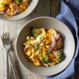Mac and Cheese with Charred Broccoli and Onion