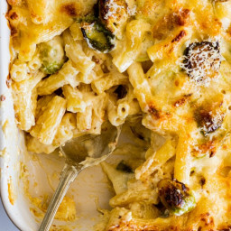 Macaroni & Cheese with brussels sprouts and bacon