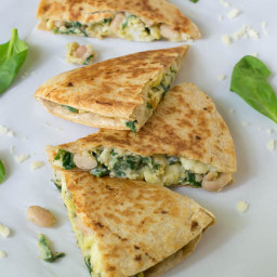 Make Ahead Breakfast Quesadilla with Cheese Spinach and White Beans