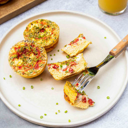 Make-Ahead Egg Bites With Red Pepper, Chive, and Chèvre