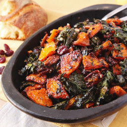 Make-Ahead Roasted Squash and Kale Salad With Spiced Nuts, Cranberries, and
