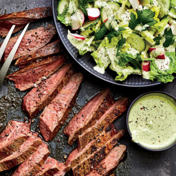 Make Flank Steak and Salad With Green Goddess Sauce in 20 Minutes