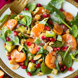 Mandarin Pomegranate Spinach Salad with Poppy Seed Dressing