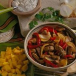 Mango Pork Fajitas with Chipotle Sour Cream