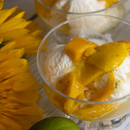 Mangoes with Rum & Vanilla Ice Cream
