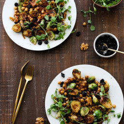 Maple Balsamic Brussel Sprouts and Chickpeas