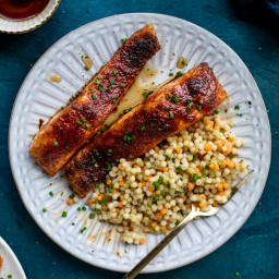 Maple BBQ Salmon with Brown Butter Couscous.