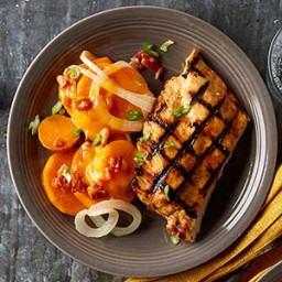 Maple-Bourbon Chicken with Grilled Sweet Potatoes