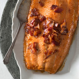 Maple Brown Sugar Bacon-Glazed Roast Salmon