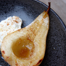 Maple Cinnamon Roasted Pears with Vanilla Ice Cream
