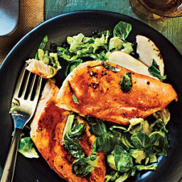 Maple-Glazed Chicken with Apple-Brussels Sprout Slaw