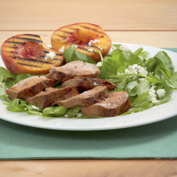 Maple Glazed Pork with Peach and Rocket Salad 