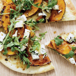 Maple-glazed pumpkin and blue cheese pizzas