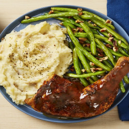 Maple Mustard Chicken Legs with Mashed Potatoes & Nutty Green Beans
