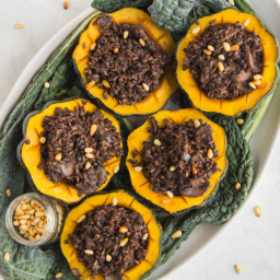 Maple Roasted Acorn Squash with Lentil & Rice Stuffing