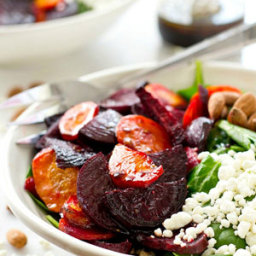 Maple-Roasted Beet and Carrot Spinach Salad