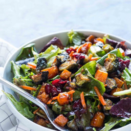 Maple Roasted Butternut Squash and Brussel Sprouts Salad