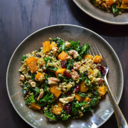 Maple Roasted Butternut Squash Freekeh Salad with Kale