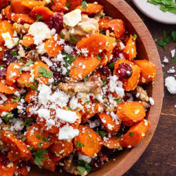 Maple Roasted Carrots with Feta and Dried Cranberries