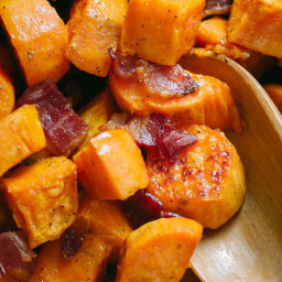 Maple Roasted Sweet Potatoes and Bacon