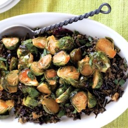 Maple-Sriracha Roasted Brussels Sprouts with Cranberry Wild Rice