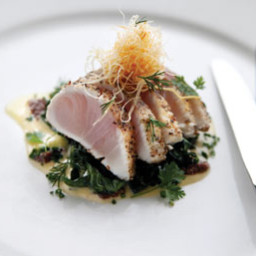 Margan Restaurant's seared pepper crusted kingfish, crisp silverbeet and an