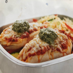 Margherita Chicken with garlic Parmesan zucchini