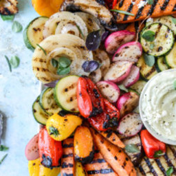Marinated Grilled Vegetables with Avocado Whipped Feta