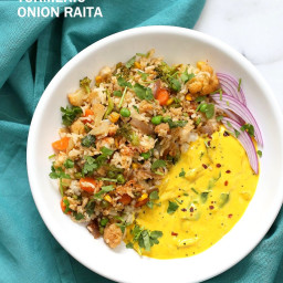 Masala Fried Rice with Turmeric Onion Raita
