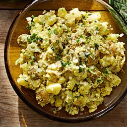 Mashed New Potato Salad with Spring Onions