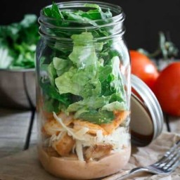 Mason Jar Sriracha Shrimp Caesar Salad